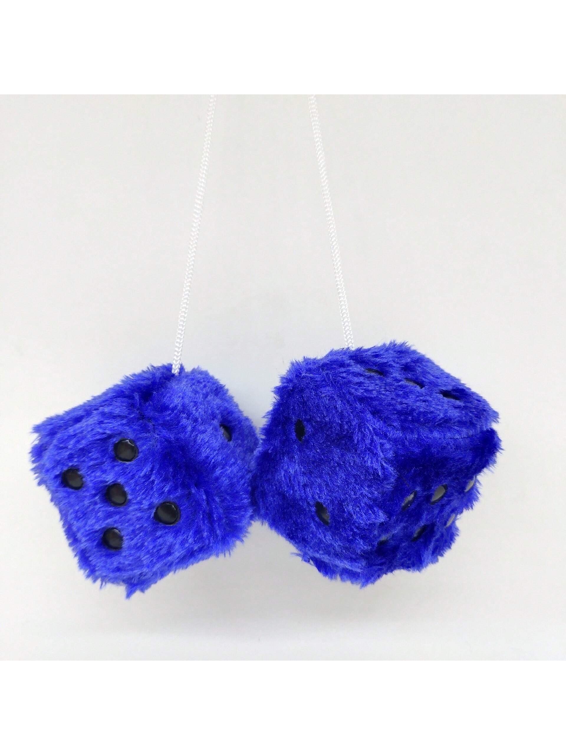 Couple Fuzzy Dice With Leather Dots Retro Car Mirror Hanging Accessories For Car Decoration