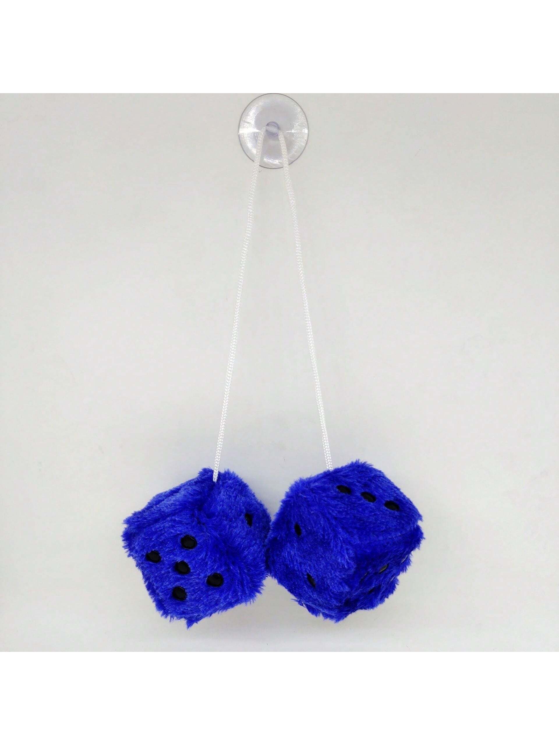 Couple Fuzzy Dice With Leather Dots Retro Car Mirror Hanging Accessories For Car Decoration