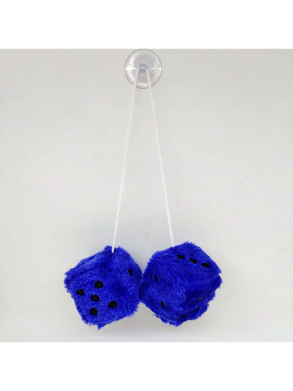 Couple Fuzzy Dice With Leather Dots Retro Car Mirror Hanging Accessories For Car Decoration