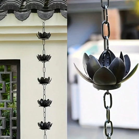 Courtyard Decoration Downslip Chain Lotus Flower Rain Chain Rain Deflector Eaves Decoration Flower Rain Chain String