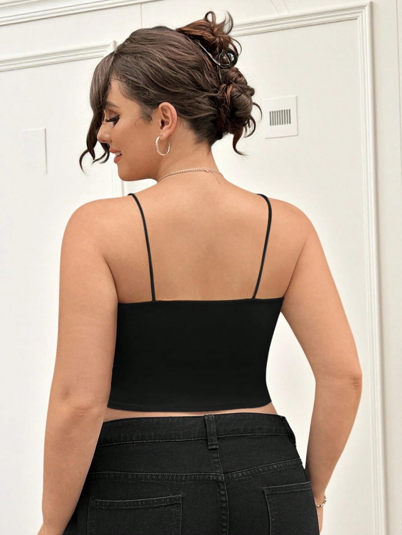 CovetEZ Plus Size Women's Solid Color Spaghetti Strap Camisole With Built-In Padded Bra
