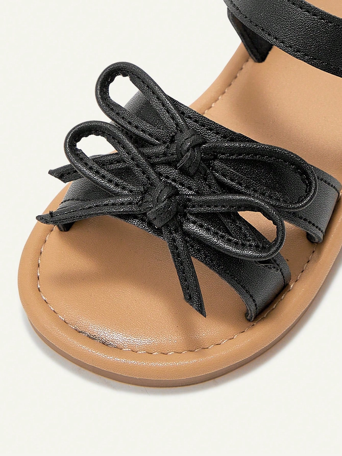 Cozy Pixies 1 Pair Cute Toddler Girls Outdoor Sandals With Big Bow Hook-And-Loop, Princess Pastoral Style, Flat For Summer
