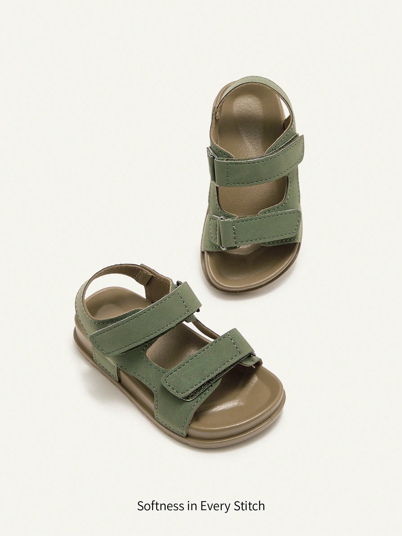 Cozy Pixies 1 Pair Kids Summer Casual Hook-And-Loop Green Military All-Match Fashion Versatile Boys Toddler Soft Bottom Flat Sandals