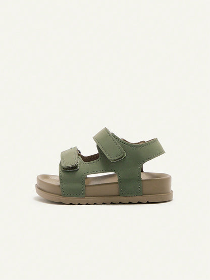 Cozy Pixies 1 Pair Kids Summer Casual Hook-And-Loop Green Military All-Match Fashion Versatile Boys Toddler Soft Bottom Flat Sandals