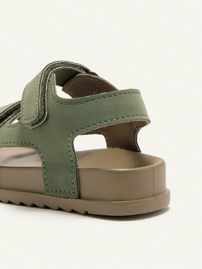 Cozy Pixies 1 Pair Kids Summer Casual Hook-And-Loop Green Military All-Match Fashion Versatile Boys Toddler Soft Bottom Flat Sandals