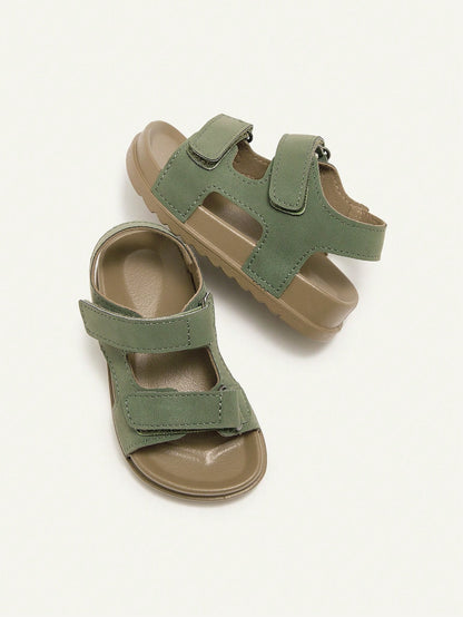 Cozy Pixies 1 Pair Kids Summer Casual Hook-And-Loop Green Military All-Match Fashion Versatile Boys Toddler Soft Bottom Flat Sandals