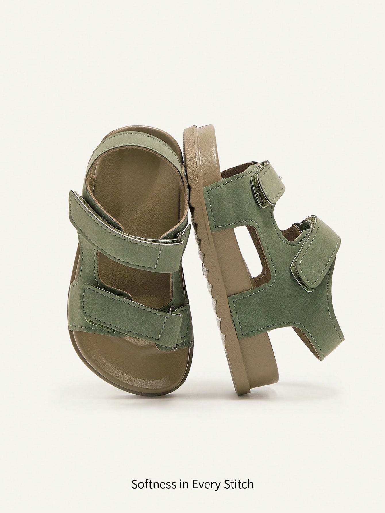 Cozy Pixies 1 Pair Kids Summer Casual Hook-And-Loop Green Military All-Match Fashion Versatile Boys Toddler Soft Bottom Flat Sandals