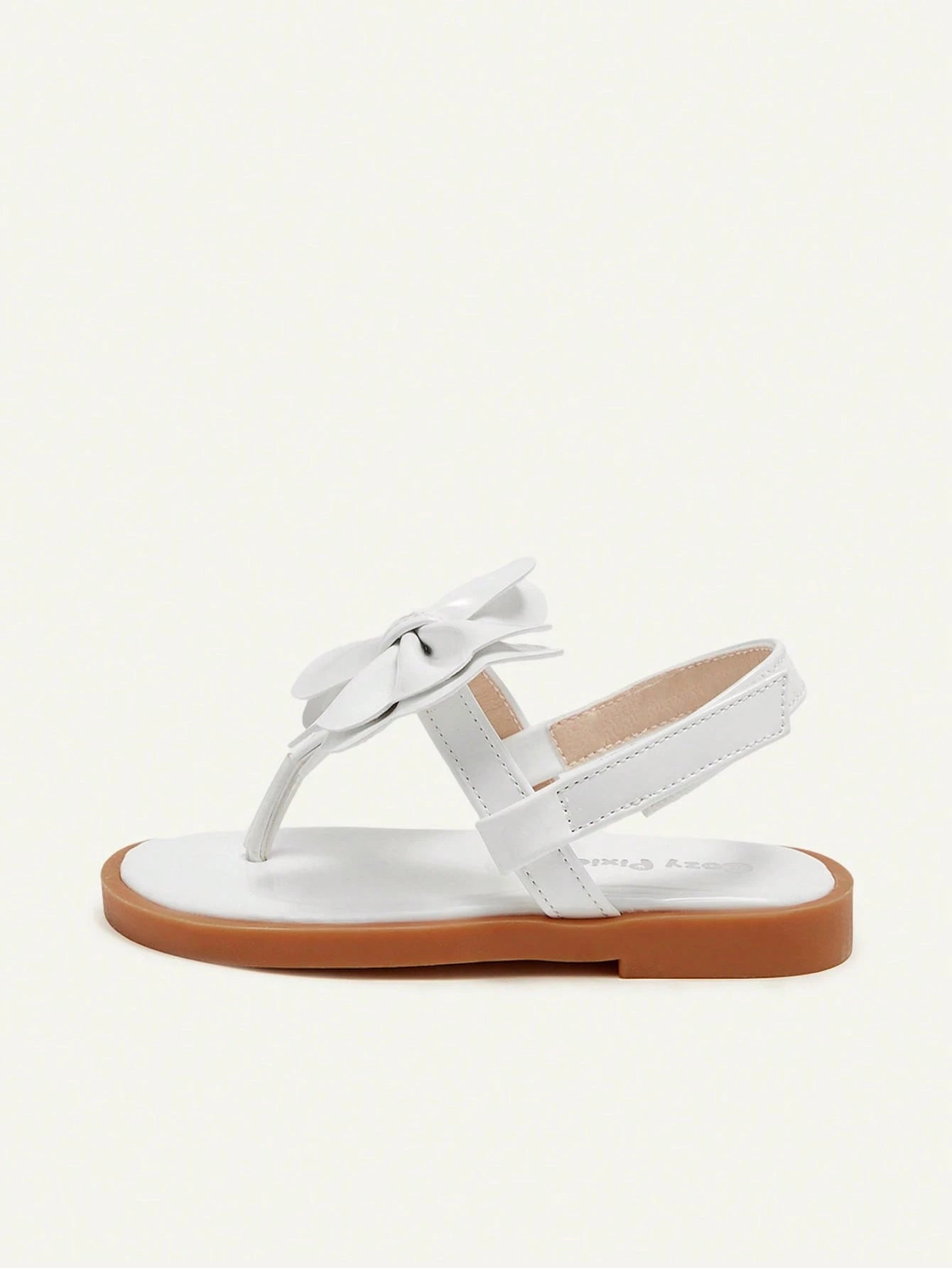 Cozy Pixies A Pair Of Fashionable And Versatile Casual Fun White Bow Flip-Flops Three-Dimensional Princess Style Wedding Mother's Day Vacation Girls Baby Flat Sandals Suitable For Summer