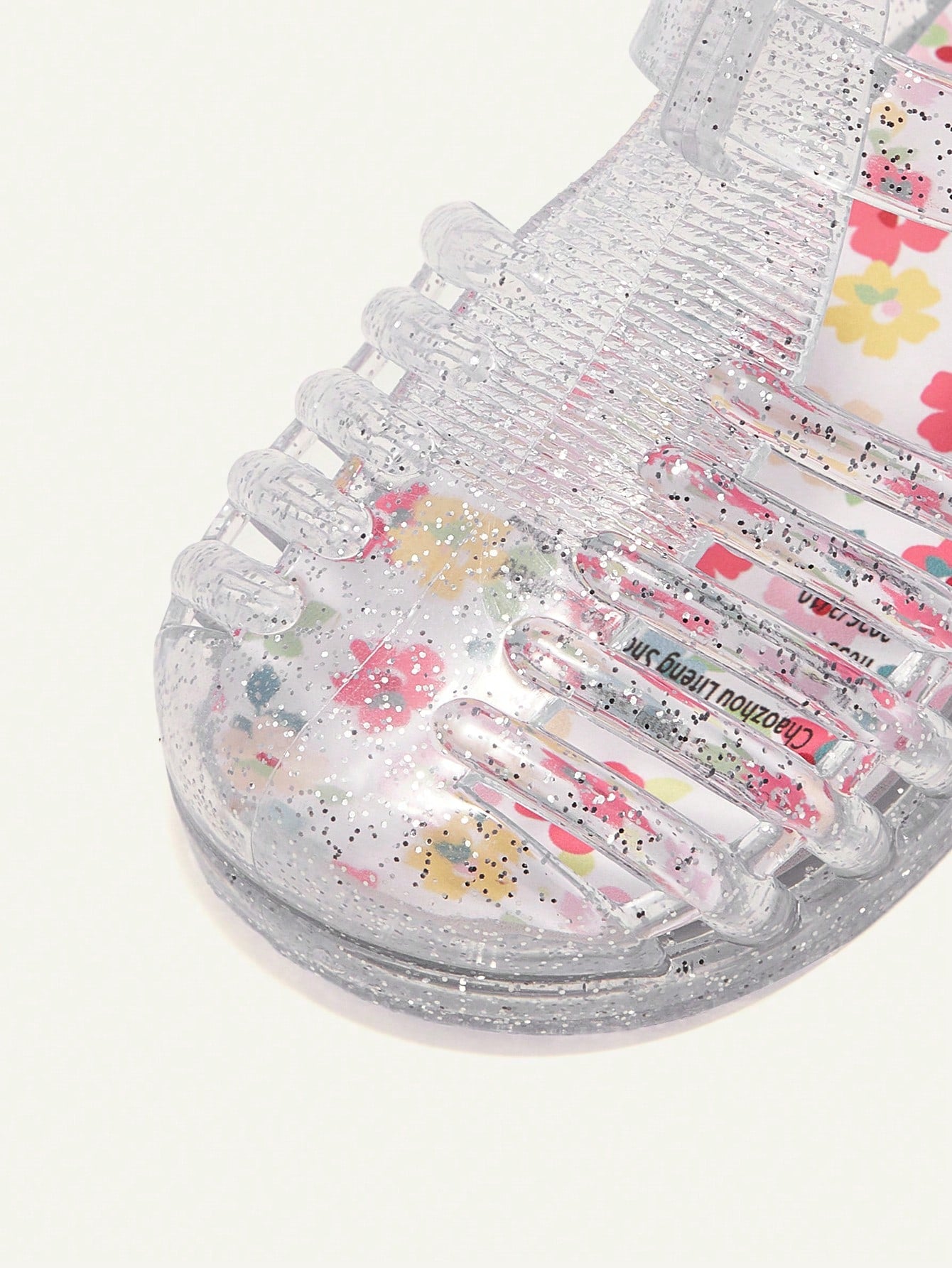 Cozy Pixies A Pair Of Summer Fashion Versatile Cute Fun Flower Princess Transparent Color Soft Comfortable Beach Crystal Plaid Pastoral Soft Bottom Flat Baby Sandals