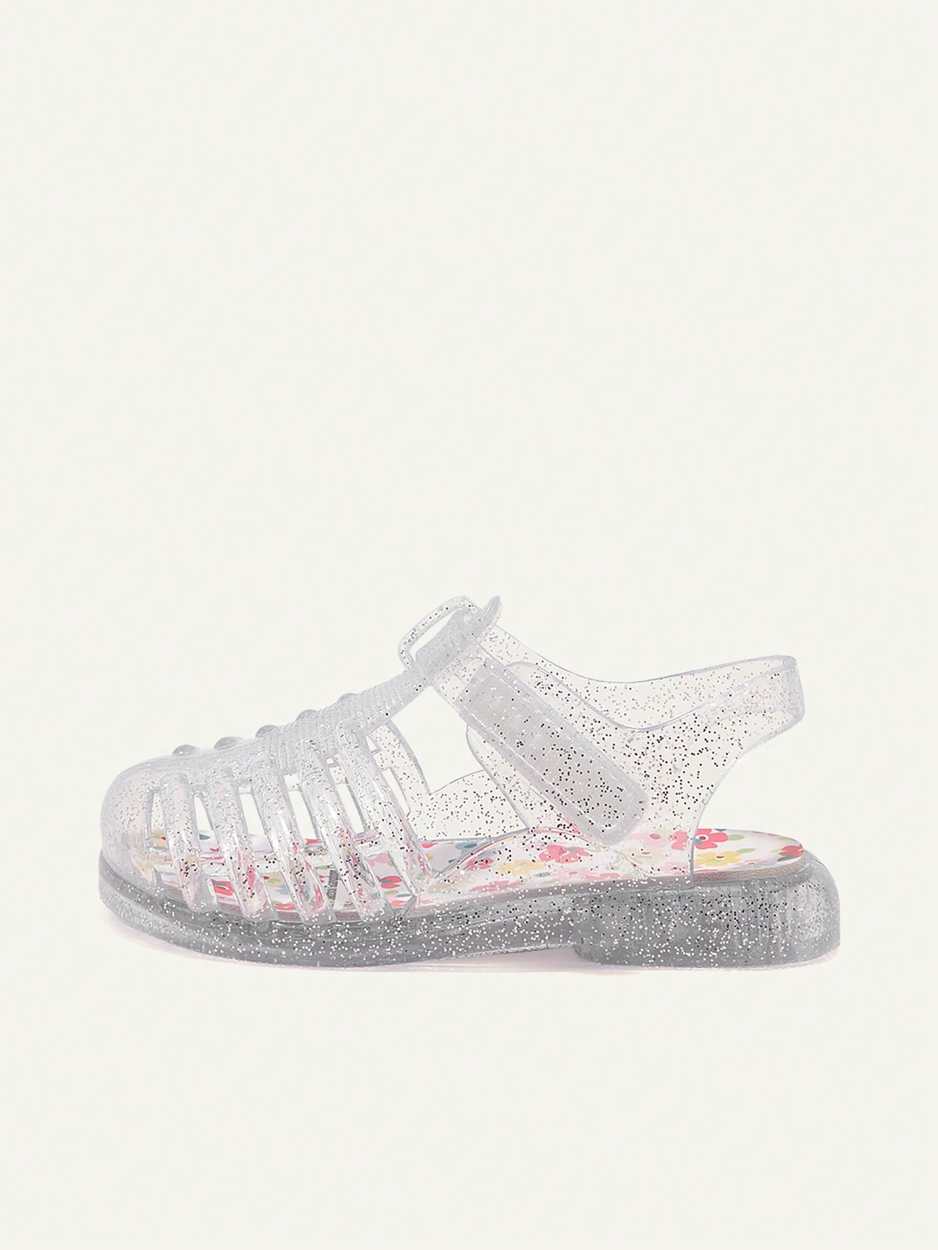 Cozy Pixies A Pair Of Summer Fashion Versatile Cute Fun Flower Princess Transparent Color Soft Comfortable Beach Crystal Plaid Pastoral Soft Bottom Flat Baby Sandals