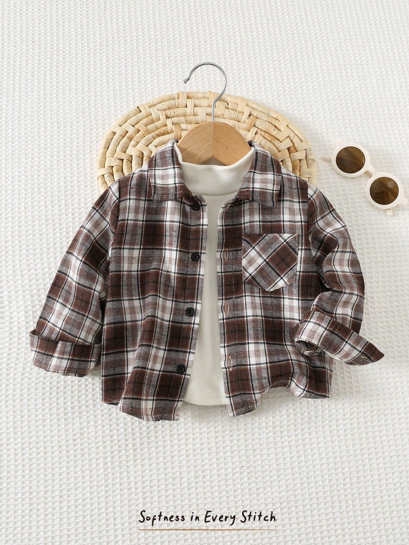 Cozy Pixies Baby Boy Retro British Style Colorful Plaid Collar Long Sleeve Cardigan Jacket
