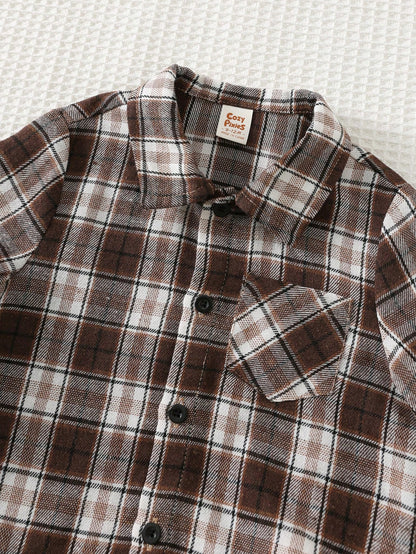 Cozy Pixies Baby Boy Retro British Style Colorful Plaid Collar Long Sleeve Cardigan Jacket