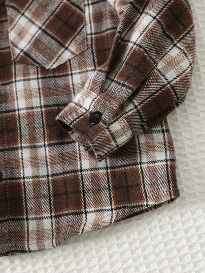 Cozy Pixies Baby Boy Retro British Style Colorful Plaid Collar Long Sleeve Cardigan Jacket