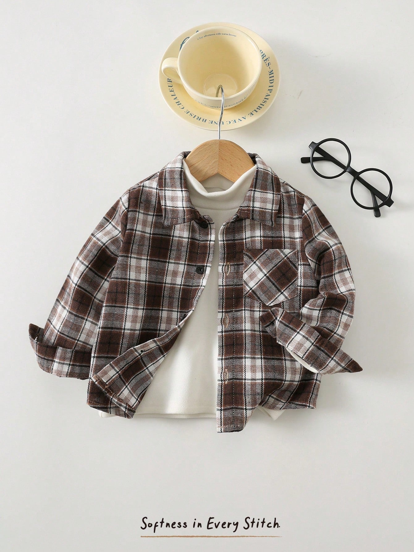 Cozy Pixies Baby Boy Retro British Style Colorful Plaid Collar Long Sleeve Cardigan Jacket