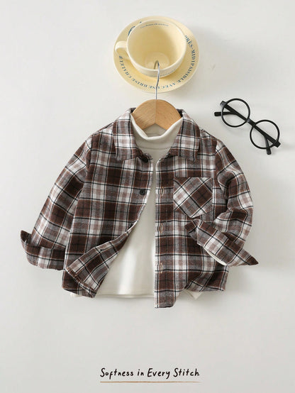 Cozy Pixies Baby Boy Retro British Style Colorful Plaid Collar Long Sleeve Cardigan Jacket