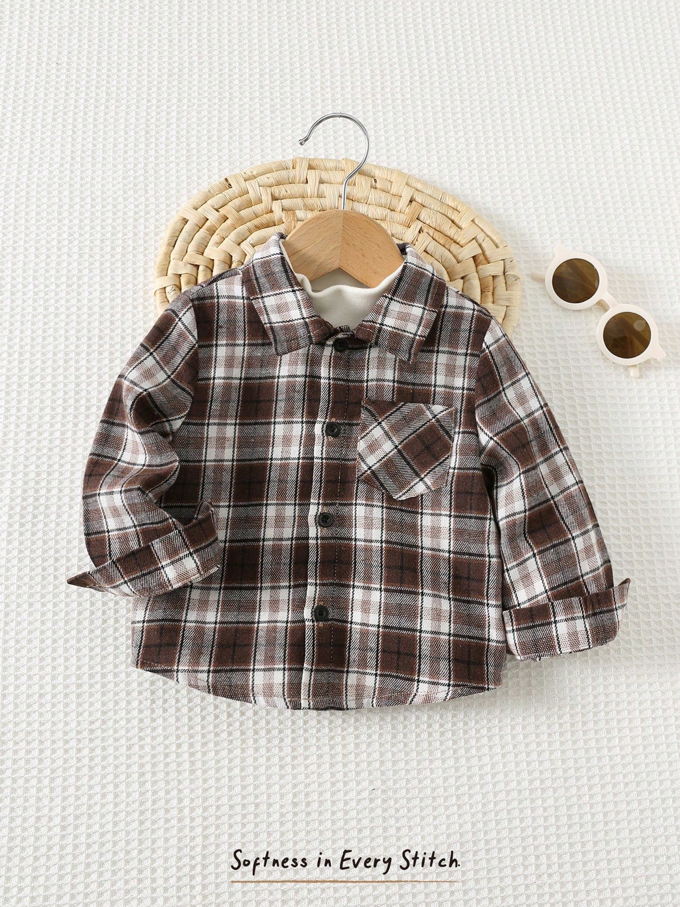 Cozy Pixies Baby Boy Retro British Style Colorful Plaid Collar Long Sleeve Cardigan Jacket