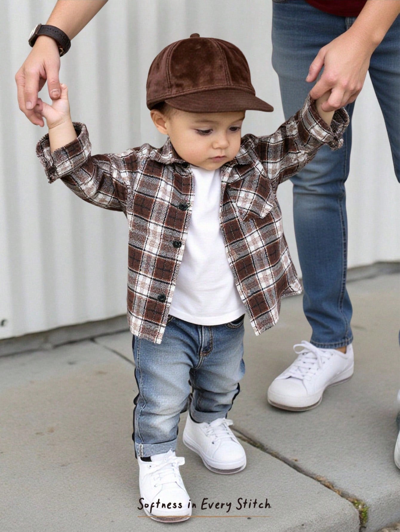 Cozy Pixies Baby Boy Retro British Style Colorful Plaid Collar Long Sleeve Cardigan Jacket