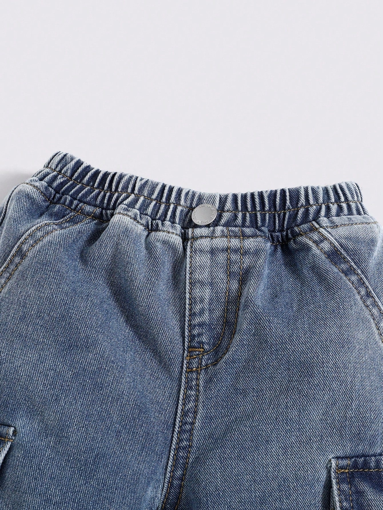 Cozy Pixies Baby Boy Stonewashed Casual Elastic Waistband Soft Work Baggy Denim Pants With Side Pockets,Leisure And Versatile Outdoor Wear