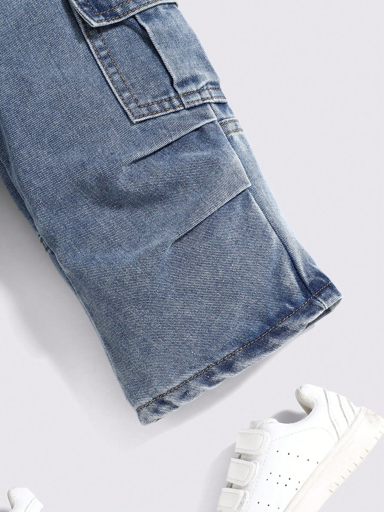 Cozy Pixies Baby Boy Stonewashed Casual Elastic Waistband Soft Work Baggy Denim Pants With Side Pockets,Leisure And Versatile Outdoor Wear