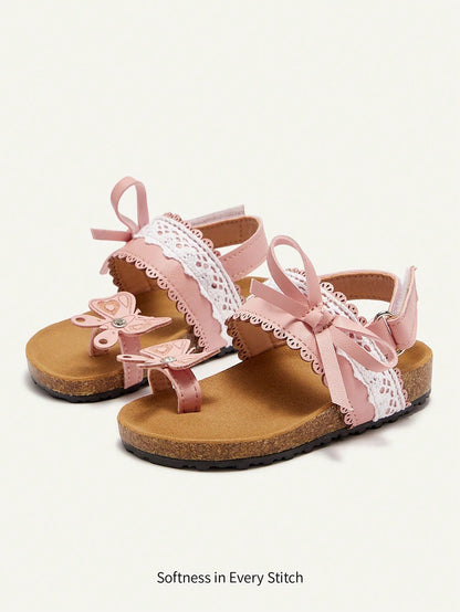 Cozy Pixies Fashionable & Cute Butterfly Open Toe Casual Flat Sandals For Toddler Girls