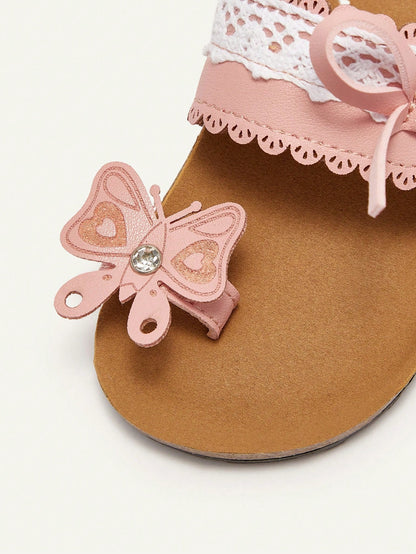 Cozy Pixies Fashionable & Cute Butterfly Open Toe Casual Flat Sandals For Toddler Girls