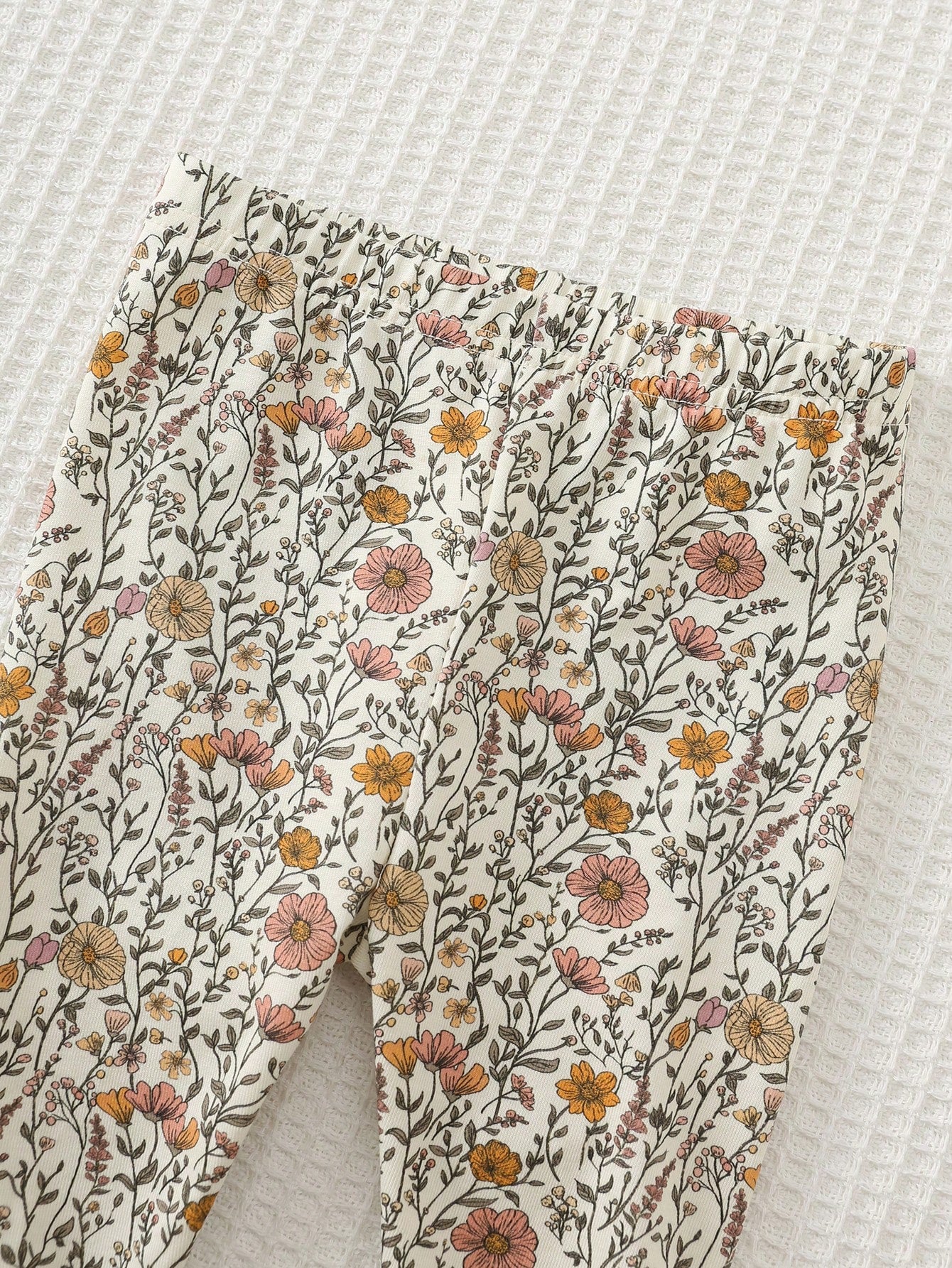 Cozy Pixies Newborn Baby Girl Floral Print Knit Soft Crew Neck Long Sleeve Top And Elastic Waist Pants 2 Piece Set