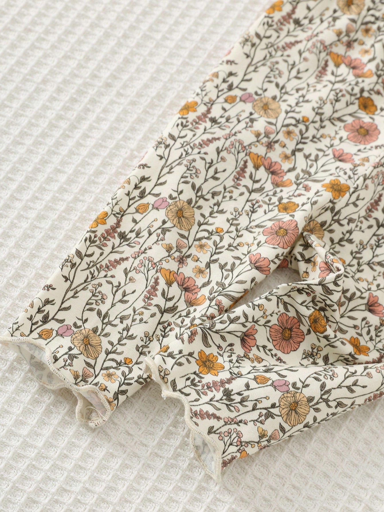 Cozy Pixies Newborn Baby Girl Floral Print Knit Soft Crew Neck Long Sleeve Top And Elastic Waist Pants 2 Piece Set