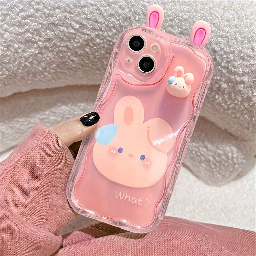 Cream Border Pink Rabbit Green Frog Brown Bear Case Made From-Friendly Materials And Featuring An Antibacterial Coating-A Thoughtful Gift For Her; An Ideal Choice For Birthdays, Christmas, Halloween