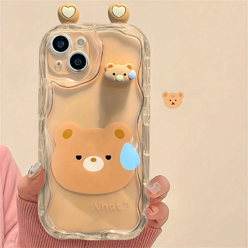 Cream Border Pink Rabbit Green Frog Brown Bear Case Made From-Friendly Materials And Featuring An Antibacterial Coating-A Thoughtful Gift For Her; An Ideal Choice For Birthdays, Christmas, Halloween
