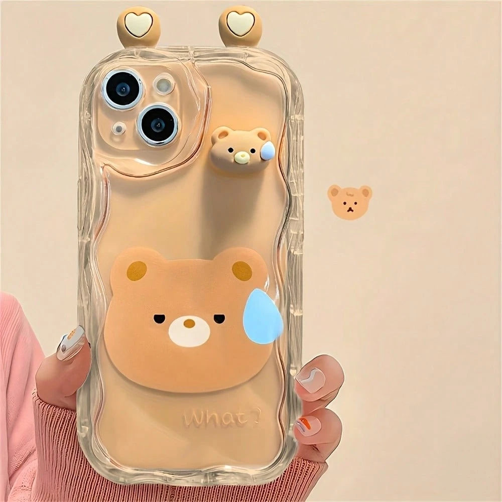 Cream Border Pink Rabbit Green Frog Brown Bear Case Made From-Friendly Materials And Featuring An Antibacterial Coating-A Thoughtful Gift For Her; An Ideal Choice For Birthdays, Christmas, Halloween