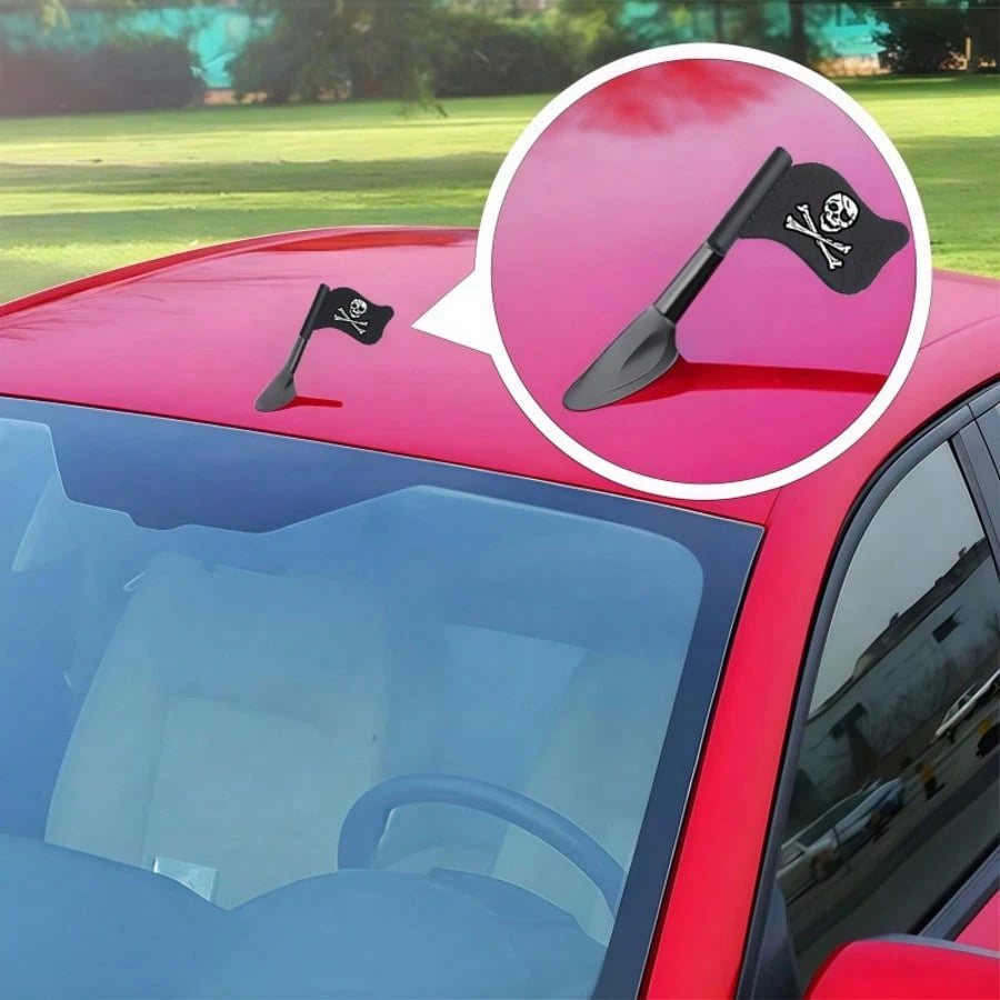Creative Car Antenna Ornament, Pirate Flag Design With Unique Personalized, Easily Shape Your Car's Distinctive Style