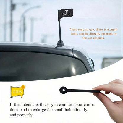 Creative Car Antenna Ornament, Pirate Flag Design With Unique Personalized, Easily Shape Your Car's Distinctive Style
