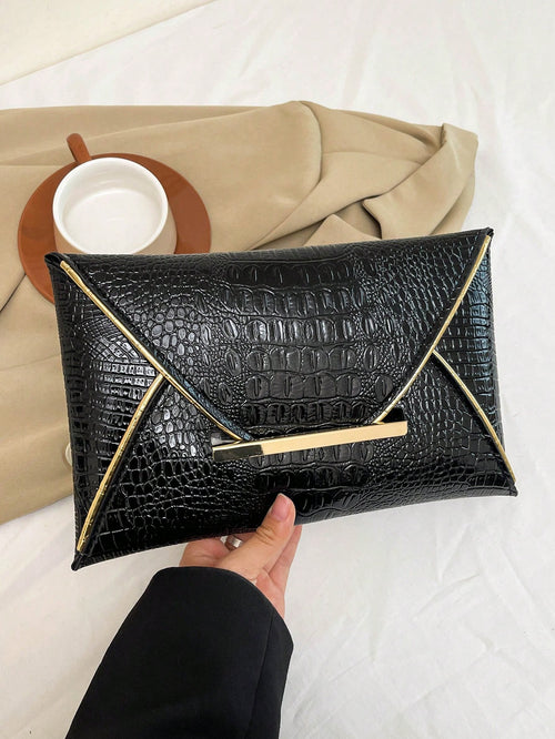 Crocodile Pattern, Marble Pattern, Minimalist, Fashionable, Casual PU, Solid Color Clutch Envelope Bag, Elegant Clutch Bag For Women, Fashionable Clutch Bags For Woman, Wedding