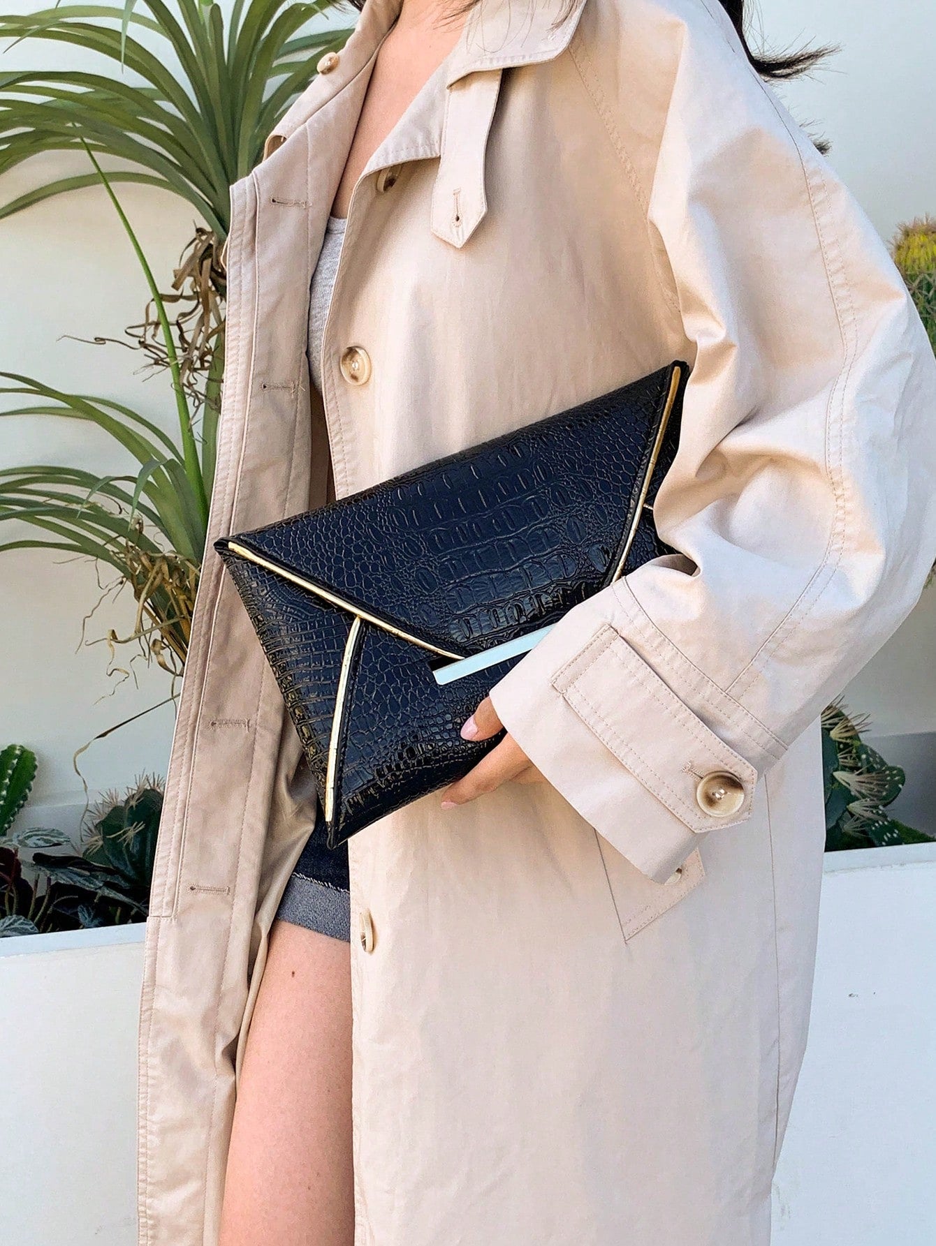 Crocodile Pattern, Marble Pattern, Minimalist, Fashionable, Casual PU, Solid Color Clutch Envelope Bag, Elegant Clutch Bag For Women, Fashionable Clutch Bags For Woman, Wedding