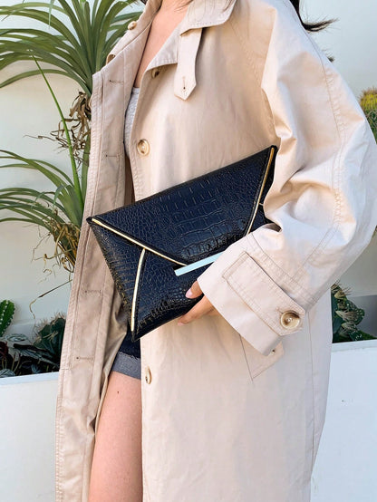 Crocodile Pattern, Marble Pattern, Minimalist, Fashionable, Casual PU, Solid Color Clutch Envelope Bag, Elegant Clutch Bag For Women, Fashionable Clutch Bags For Woman, Wedding