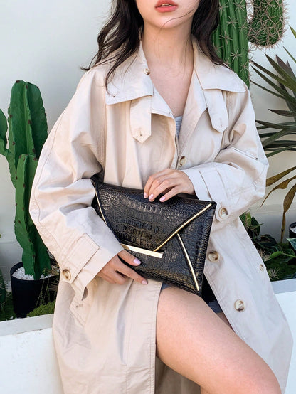 Crocodile Pattern, Marble Pattern, Minimalist, Fashionable, Casual PU, Solid Color Clutch Envelope Bag, Elegant Clutch Bag For Women, Fashionable Clutch Bags For Woman, Wedding