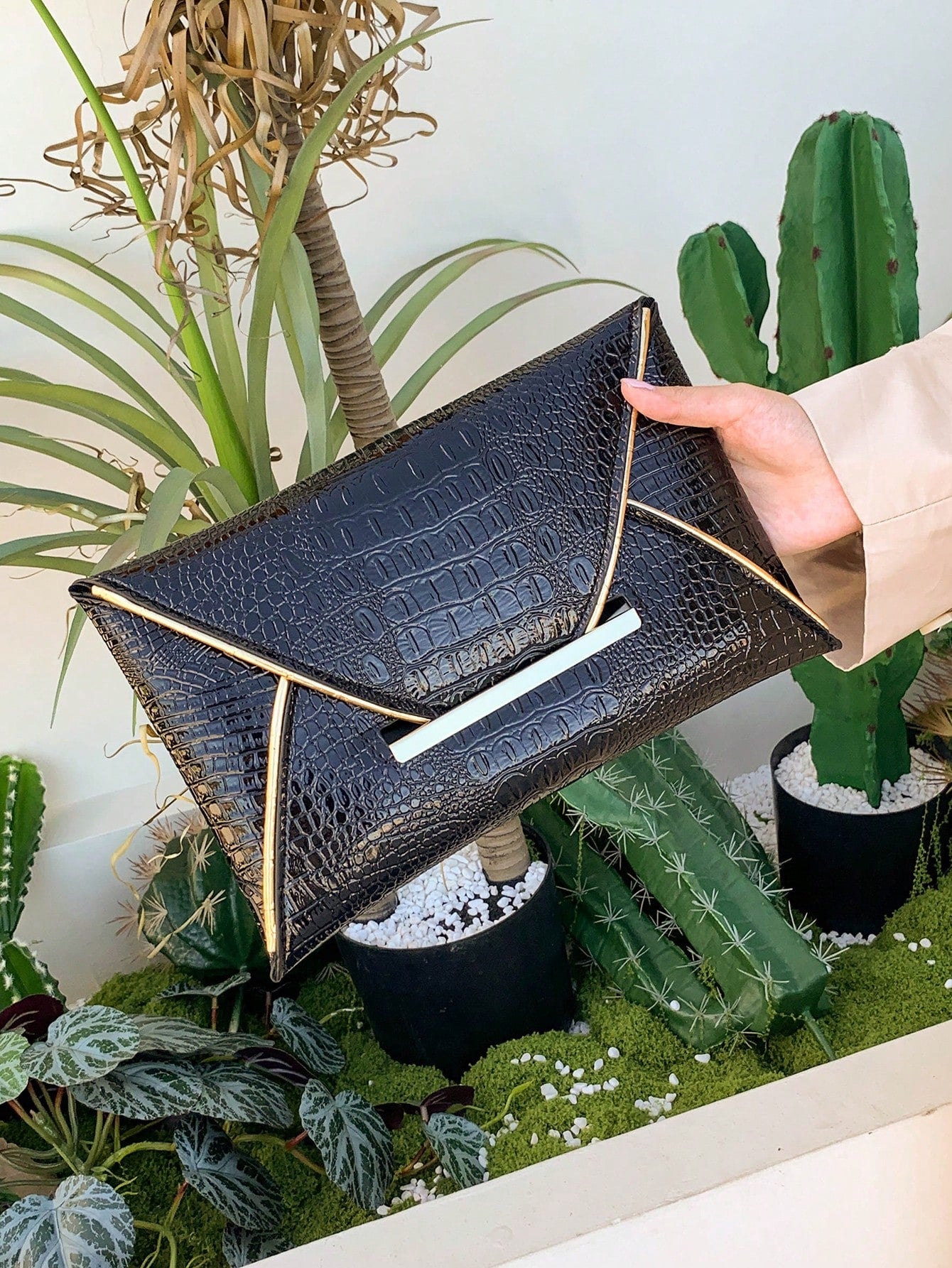 Crocodile Pattern, Marble Pattern, Minimalist, Fashionable, Casual PU, Solid Color Clutch Envelope Bag, Elegant Clutch Bag For Women, Fashionable Clutch Bags For Woman, Wedding