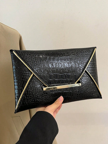 Crocodile Pattern, Marble Pattern, Minimalist, Fashionable, Casual PU, Solid Color Clutch Envelope Bag, Elegant Clutch Bag For Women, Fashionable Clutch Bags For Woman, Wedding