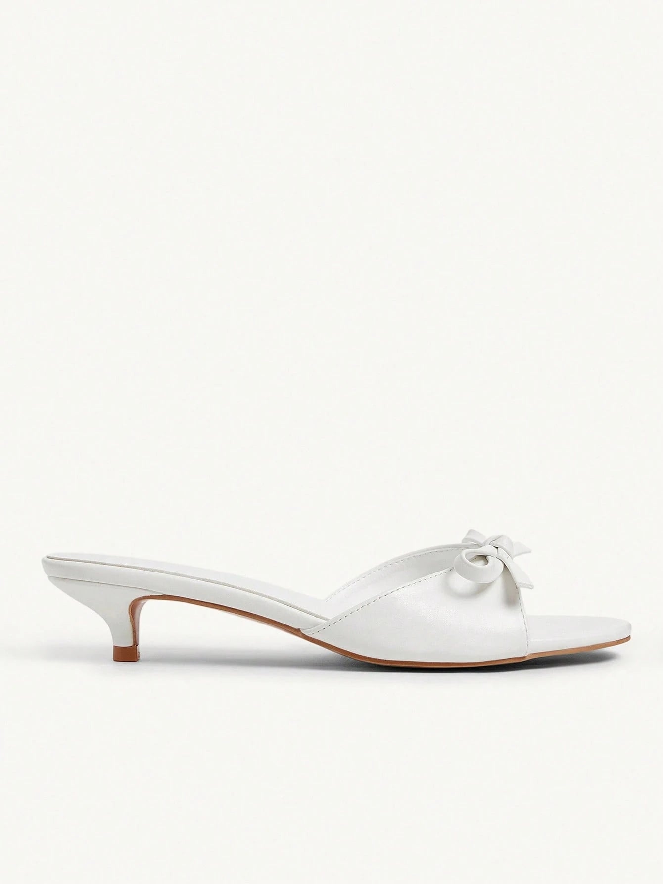 CUCCOO CHICEST Women's 3.5cm Heel Height Round Toe Cute Fashion Slip-On Mules Sandals, White PU For Christmas Elegant Shoes Wedding Shoes Summer Shoes Bride Shoes Kitten Heels