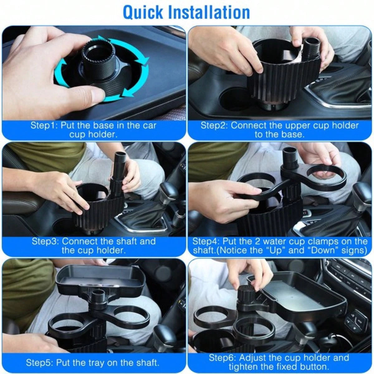 Cup Holder Expander For Car, Multifunction Car Drink Expander Adapter, Mount Extender With 360° Rotating Adjustable Base Extra Cup Holders For Most Cups