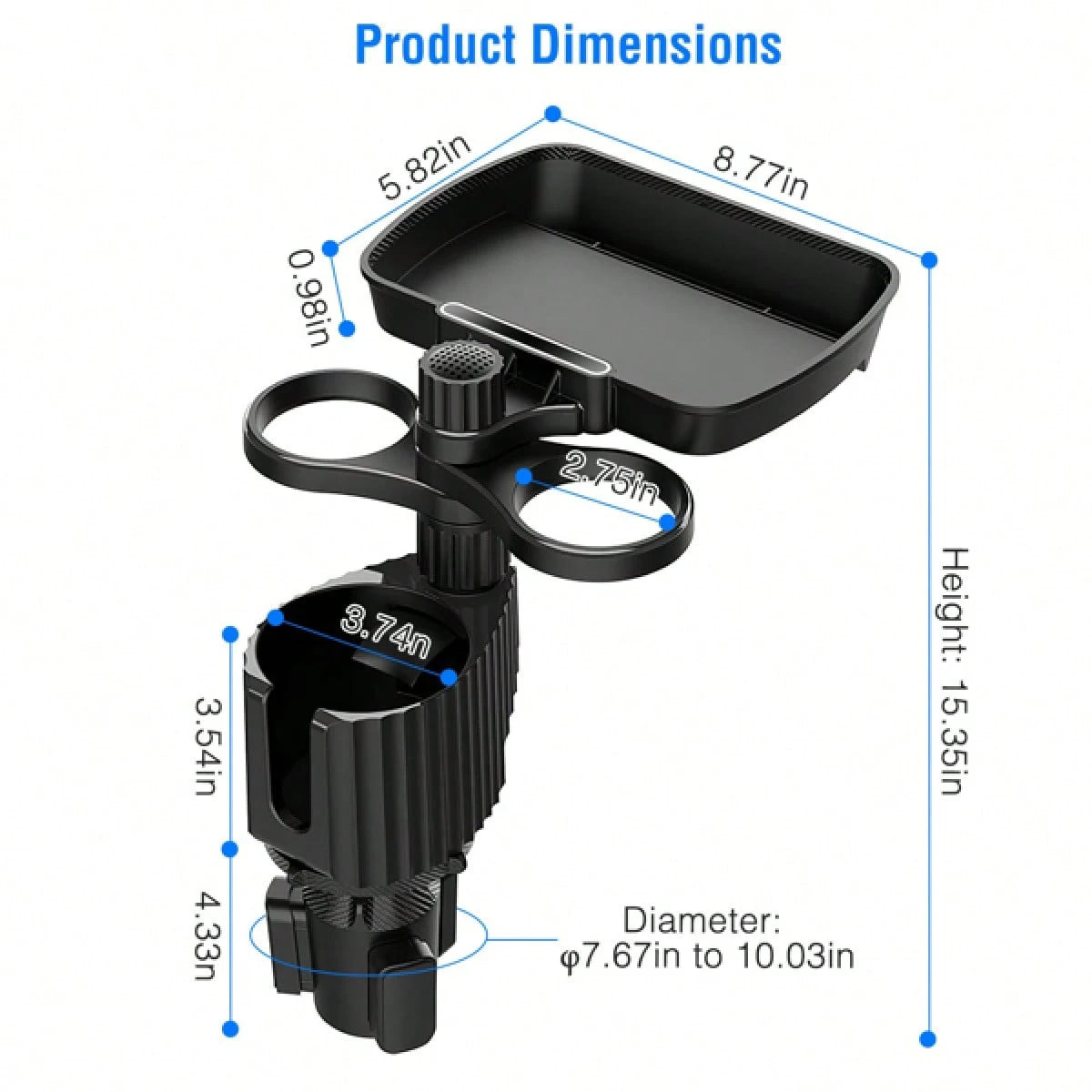 Cup Holder Expander For Car, Multifunction Car Drink Expander Adapter, Mount Extender With 360° Rotating Adjustable Base Extra Cup Holders For Most Cups