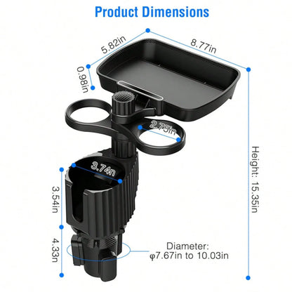 Cup Holder Expander For Car, Multifunction Car Drink Expander Adapter, Mount Extender With 360° Rotating Adjustable Base Extra Cup Holders For Most Cups