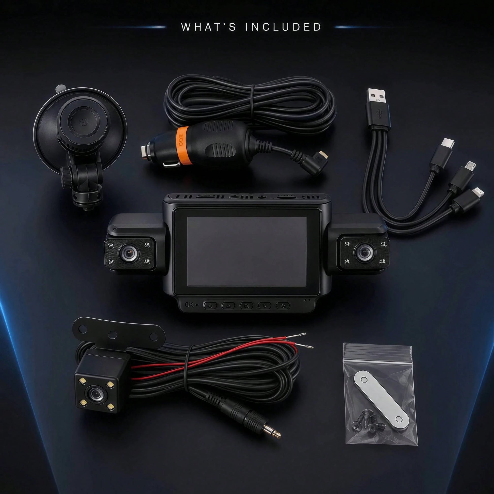 Curear Dashcam + 3-In-1 Data Cable Dashcam