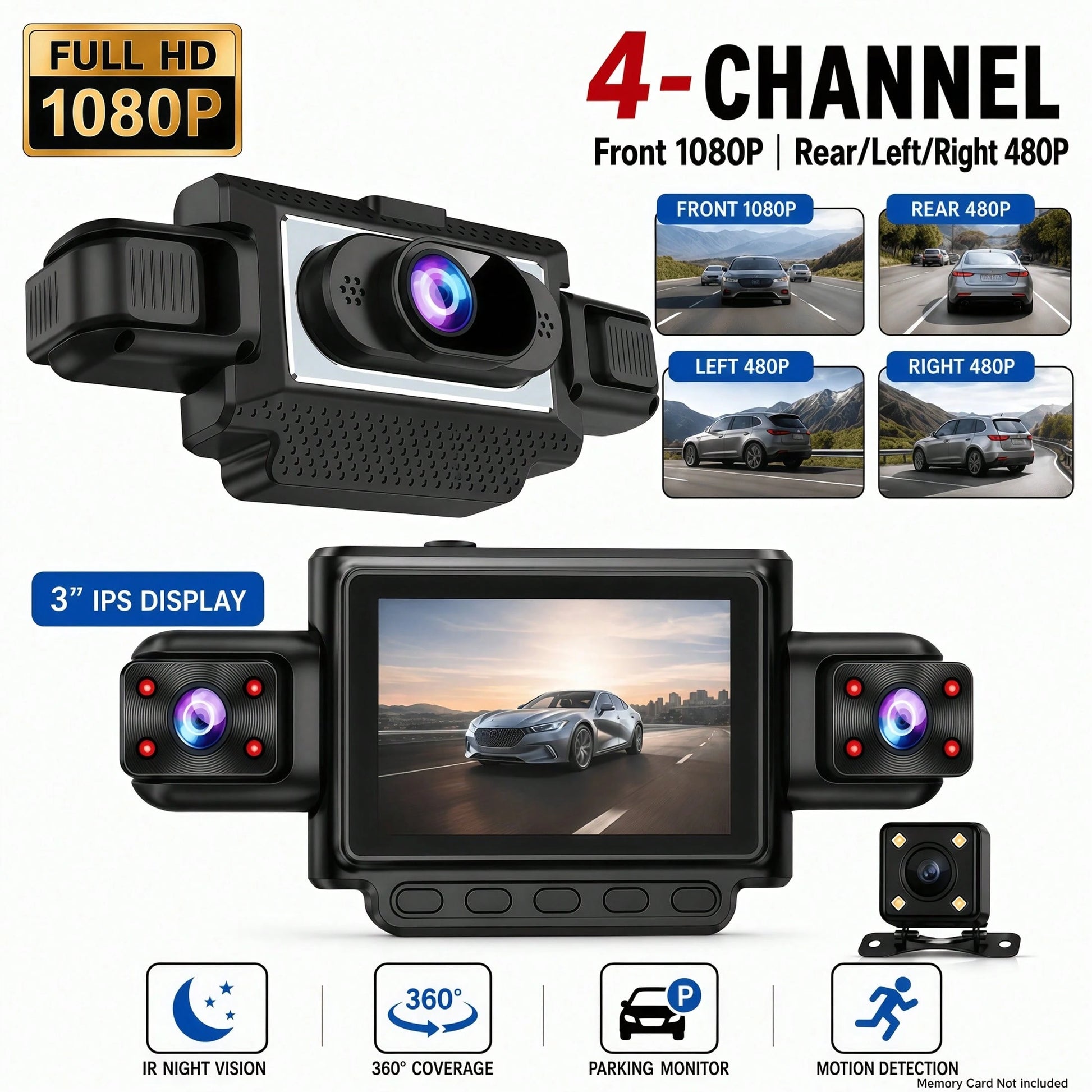 Curear Dashcam + 3-In-1 Data Cable Dashcam