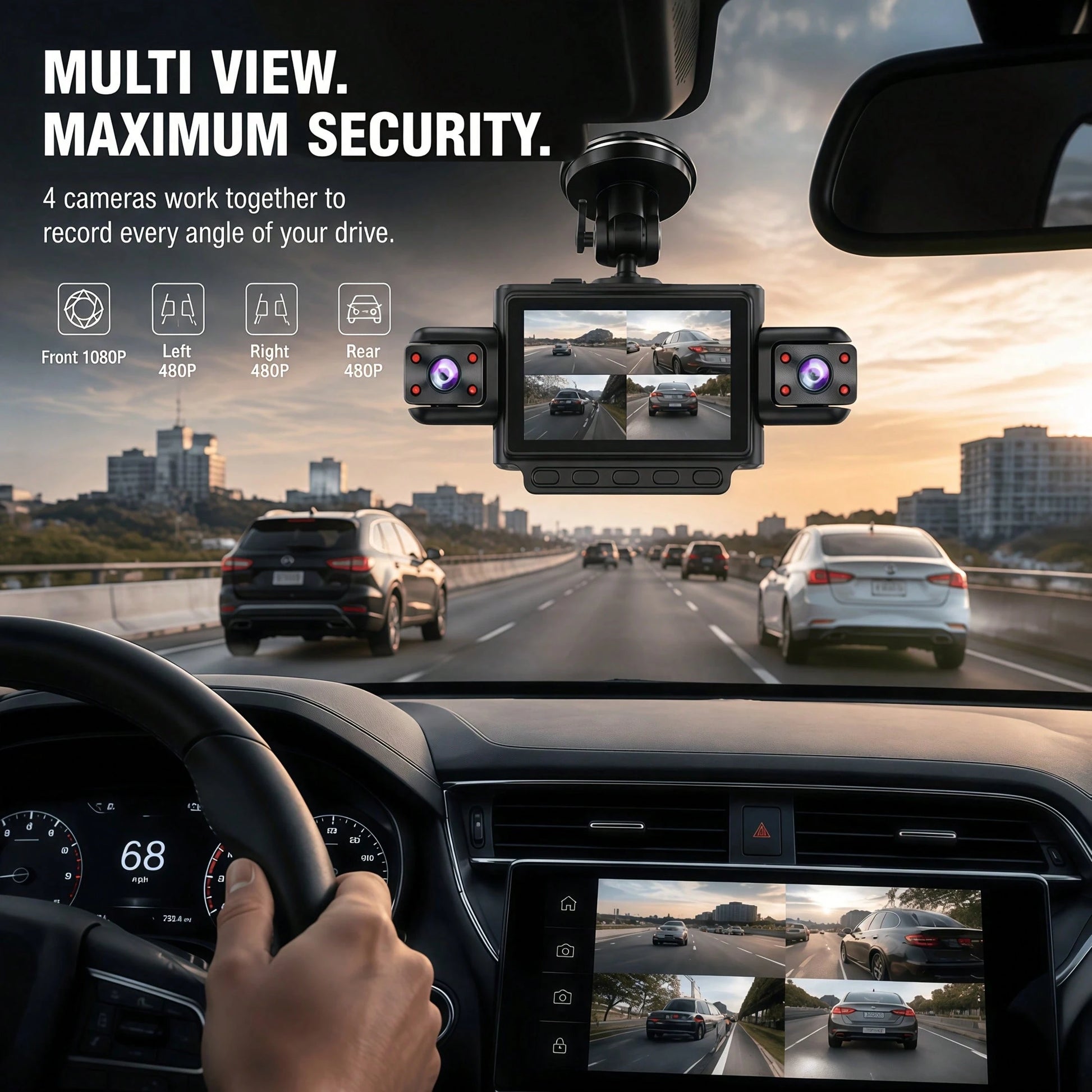Curear Dashcam + 3-In-1 Data Cable Dashcam