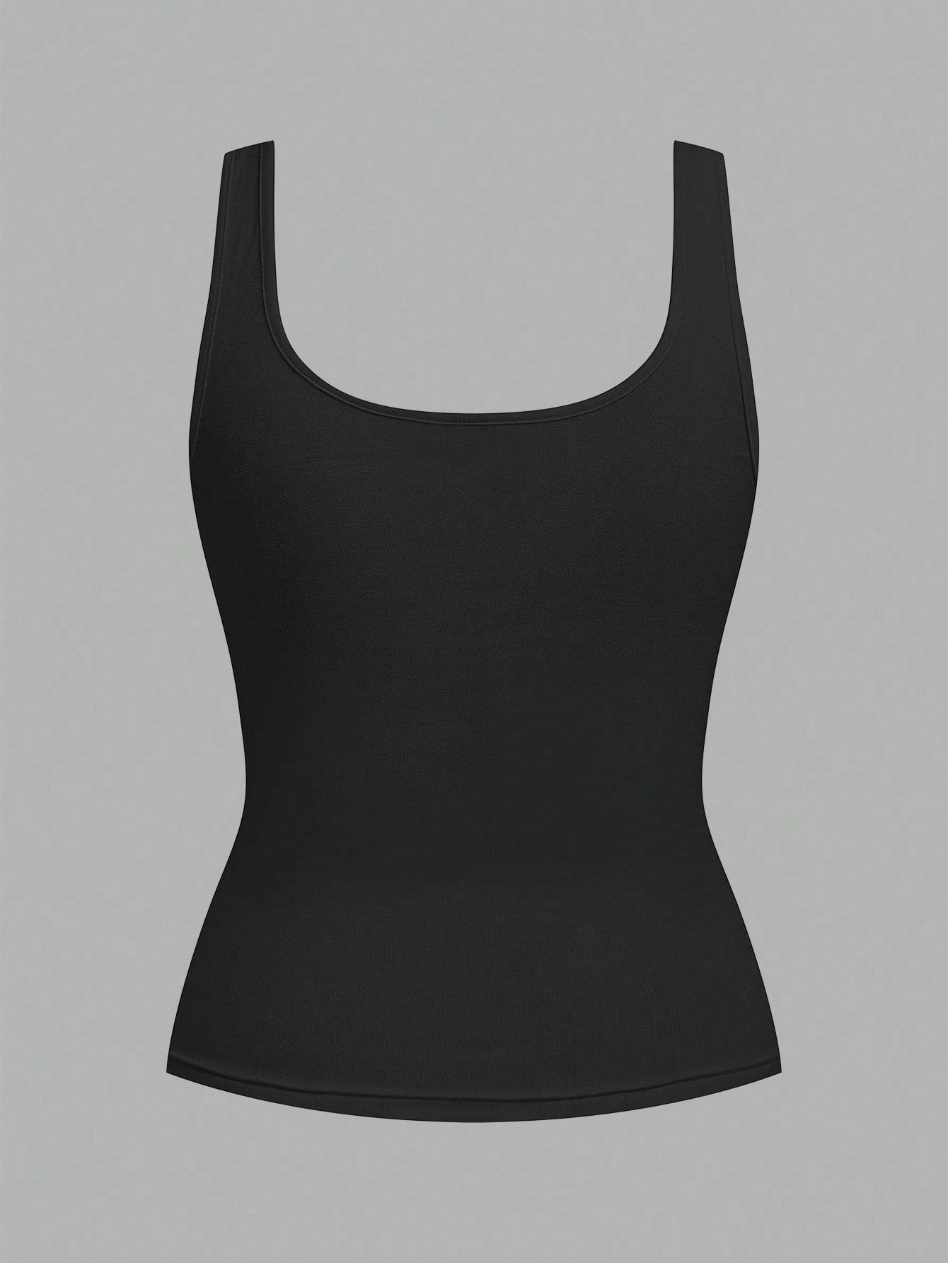CURVE+ 2pcs/Set Plus Size Women Casual Scoop Neck Ruched Waist Fitted Tank Top Set, Versatile For Daily Wear, Summer Tops