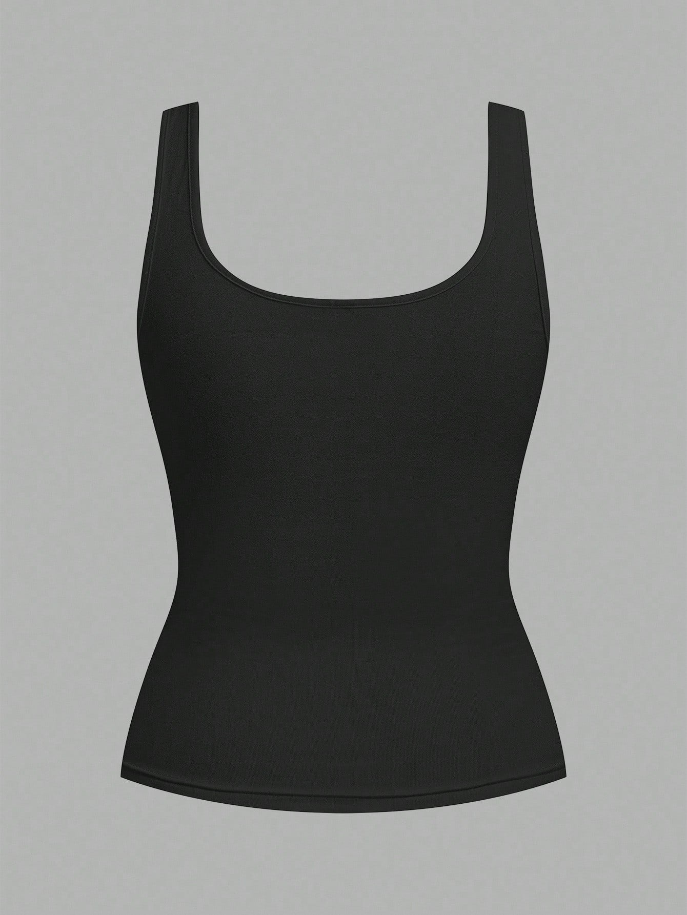 CURVE+ 2pcs/Set Plus Size Women Casual Scoop Neck Ruched Waist Fitted Tank Top Set, Versatile For Daily Wear, Summer Tops
