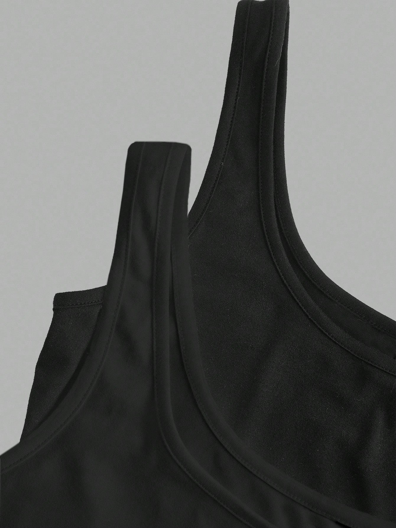 CURVE+ 2pcs/Set Plus Size Women Casual Scoop Neck Ruched Waist Fitted Tank Top Set, Versatile For Daily Wear, Summer Tops