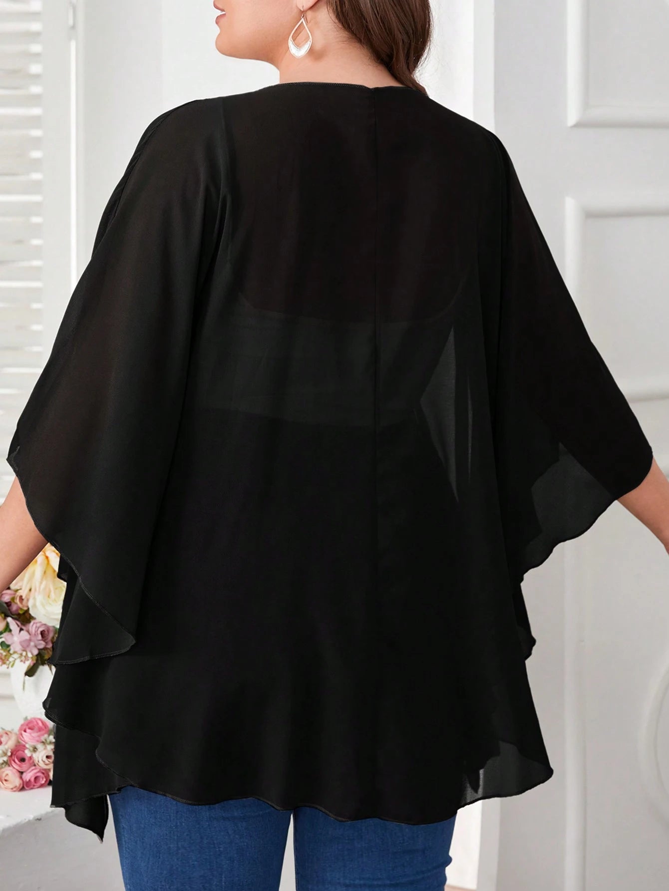 CURVE+ Plus Size Basic Batwing Sleeve Kimono