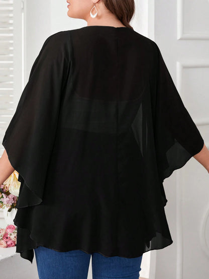 CURVE+ Plus Size Basic Batwing Sleeve Kimono
